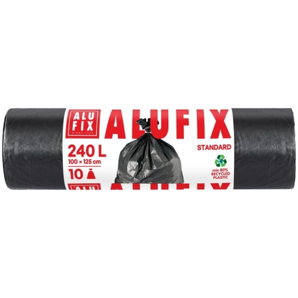 Worki na śmieci ALUFIX, LDPE, 240l, 10 szt., czarne