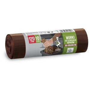 Worki do segregacji odpadów ANNA ZARADNA, bio, 120 l, 10 szt., brązowe, brązowy
