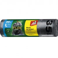 Worki na śmieci JAN NIEZBĘDNY, magnum flex, LDPE, 35l, 15 szt., czarne