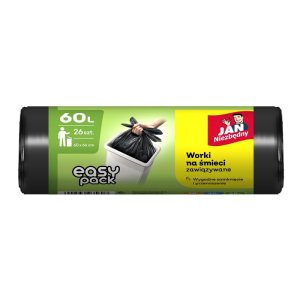 Worki na śmieci JAN NIEZBĘDNY HD Easy-Pack, 60l, 26szt., czarne