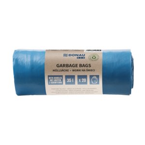 Worki na śmieci DONAU ECO, z uchwytami Knoties, 35l, 20 szt., niebieskie