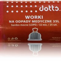 Worki na odpady MEDYCZNE 35l 25szt., DOTTS, bardzo mocne (LDPE), 32mic czerwone