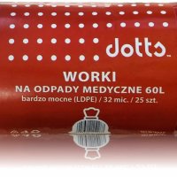 Worki na odpady MEDYCZNE 60l 25szt., DOTTS, bardzo mocne (LDPE), 32mic czerwone