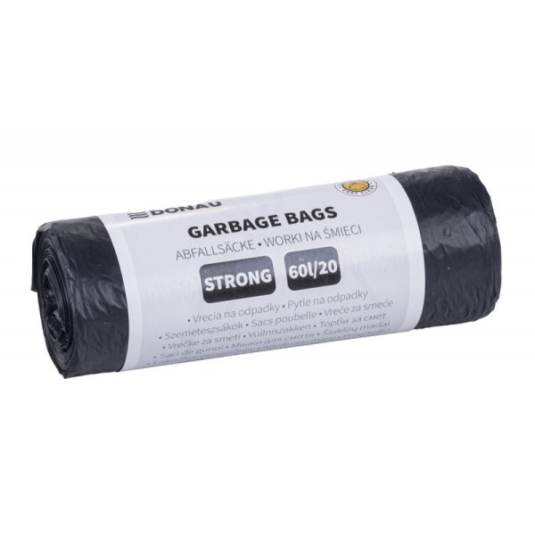 Worki na śmieci DONAU HOME, mocne (LDPE), 60l, 20 szt., czarne