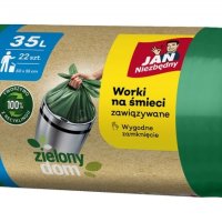 Worki na śmieci JAN NIEZBĘDNY, zielony dom, easy pack, 35l, 22szt., zielone