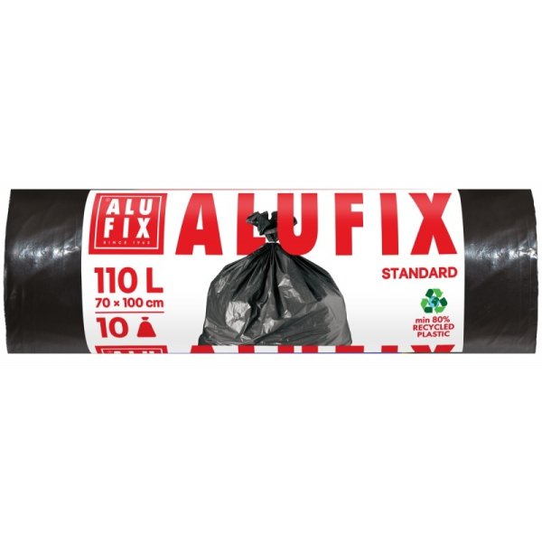 Worki na śmieci ALUFIX, LDPE, 110l, 10 szt., czarne