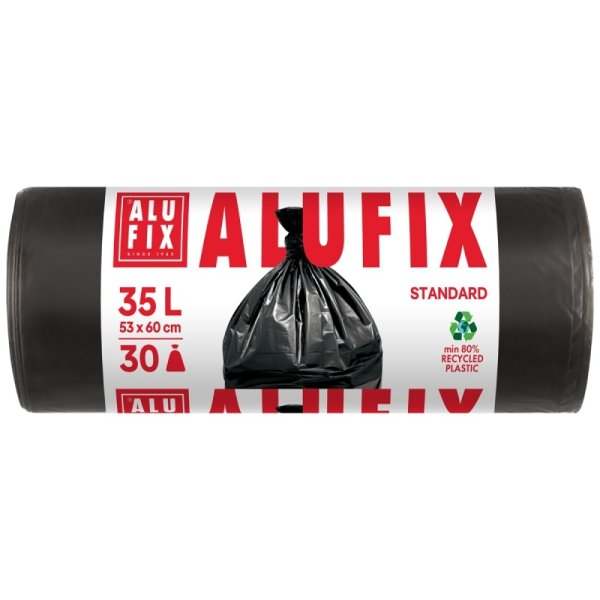Worki na śmieci ALUFIX, HDPE, 35l, 30 szt., czarne