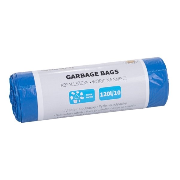 Worki na śmieci DONAU HOME, do segregacji, papier (LDPE), 120l, 10 szt., niebieskie