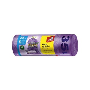 Worki na śmieci JAN NIEZBĘDNY, magnum flex, z taśmą, 35l, 15szt., lawendowe