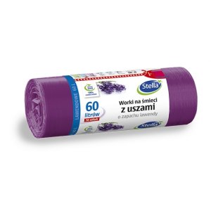 Worki na śmieci z uszami STELLA, zapach lawendy, 60 l, 16 szt., lawendowy