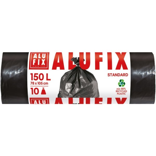 Worki na śmieci ALUFIX, LDPE, 150l, 10 szt., czarne