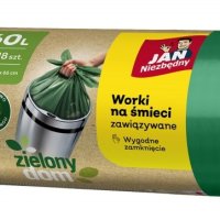 Worki na śmieci JAN NIEZBĘDNY, zielony dom, easy pack, 60l, 18szt., zielone
