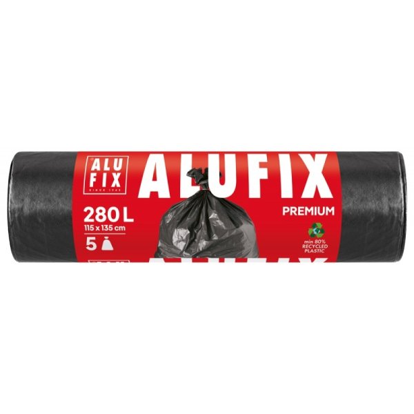 Worki na śmieci ALUFIX Profi, LDPE, 280l, 5 szt., czarne