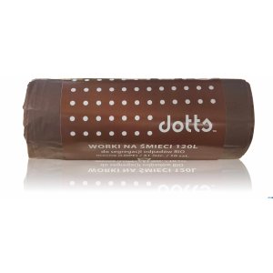 Worki na śmieci 120l 10szt., DOTTS, do segregacji odpadów BIO, NADRUK, mocne (LDPE), 31mic., brązowe
