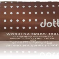 Worki na śmieci 120l 10szt., DOTTS, do segregacji odpadów BIO, NADRUK, mocne (LDPE), 31mic., brązowe