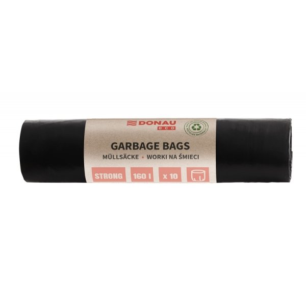 Worki na śmieci DONAU ECO, mocne (LDPE), 160l, 10 szt., czarne