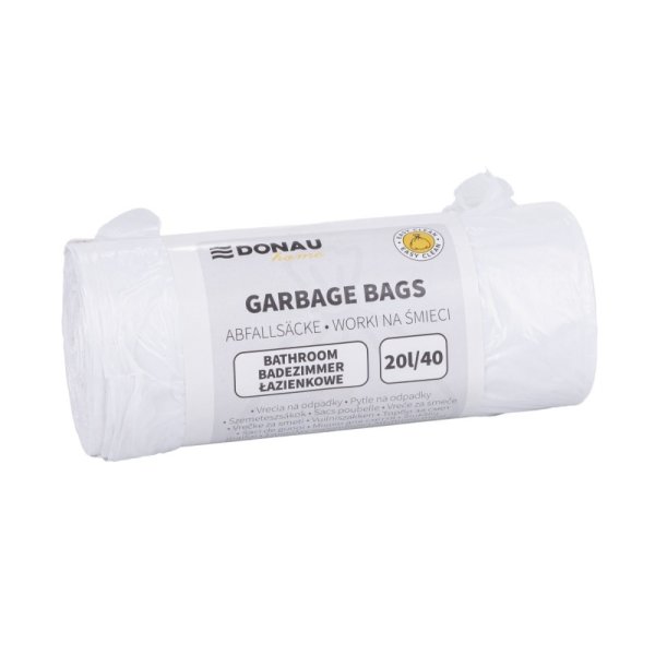 Worki na śmieci DONAU HOME, łazienkowe (HDPE), 20l, 40 szt., białe