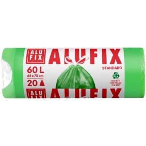 Worki na śmieci ALUFIX, z taśmą, HDPE, 60l, 20 szt., zielone