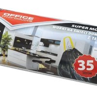 Worki na śmieci domowe z taśmą OFFICE PRODUCTS, super mocne (LDPE), 35l, 15szt., czarne