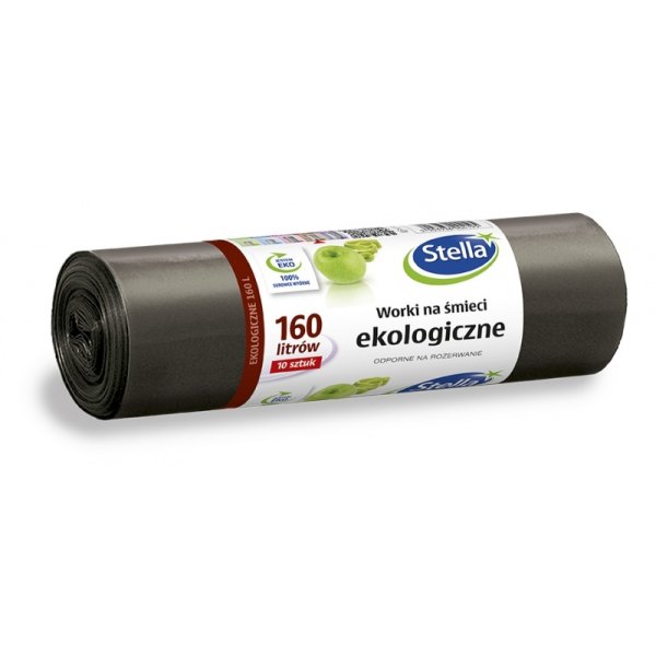Worki na śmieci STELLA, ekologiczne, 160 l, 10 szt., czarny