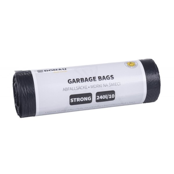 Worki na śmieci DONAU HOME, mocne (LDPE), 240l, 10 szt., czarne