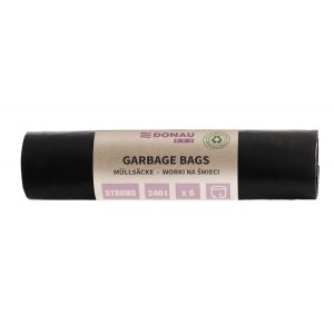 Worki na śmieci DONAU ECO, mocne (LDPE), 240l, 5 szt., czarne