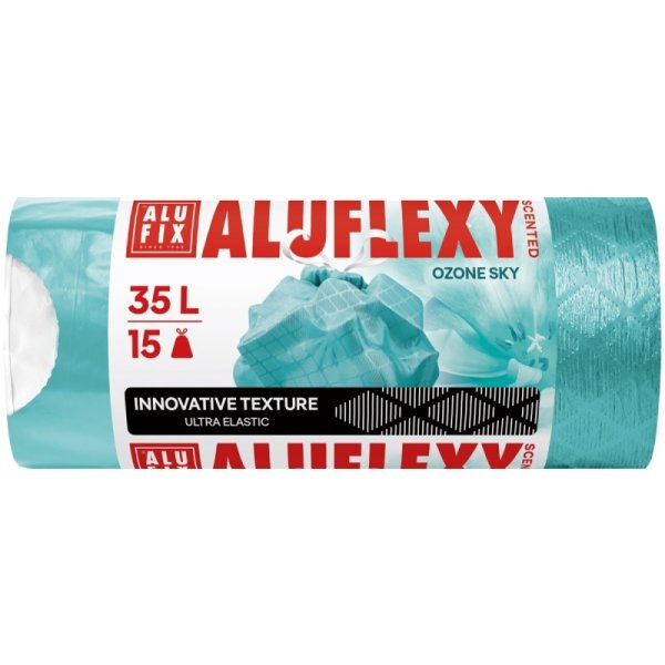 Worki na śmieci ALUFIX Aluflexy, zapach, LDPE, 35l, 15 szt., turkusowe