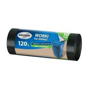 Worki na śmieci GROSIK, LDPE, 120l, 10 szt., czarne