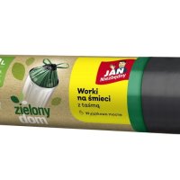 Worki na śmieci JAN NIEZBĘDNY, zielony dom, z taśmą, 60l, 10szt., czarno-zielone