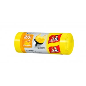 Worki na śmieci JAN NIEZBĘDNY, HDPE, t-shirt, 20l, 30szt., żółte