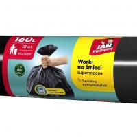 Worki na śmieci JAN NIEZBĘDNY, LDPE, 160l, 10szt., czarne