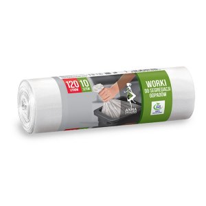 Worki do segregacji odpadów ANNA ZARADNA, 120 l, 10 szt., białe