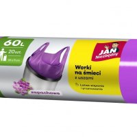 Worki na śmieci JAN NIEZBĘDNY, HDPE, t-shirt, 60l, 20szt., fioletowe