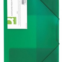 Teczka z gumką Q-CONNECT, PP, A4, 400mikr., 3-skrz., transparentna zielona