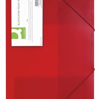 Teczka z gumką Q-CONNECT, PP, A4, 400mikr., 3-skrz., transparentna czerwona
