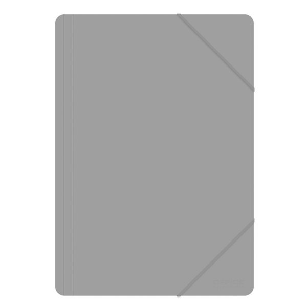 Teczka z gumką OFFICE PRODUCTS, A4, PP, 500mikr., 3-skrz., szara