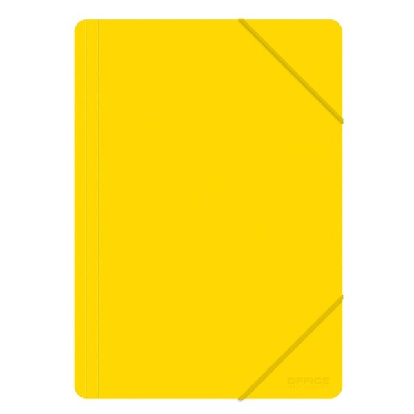 Teczka z gumką OFFICE PRODUCTS, A4, PP, 500mikr., 3-skrz., żółta