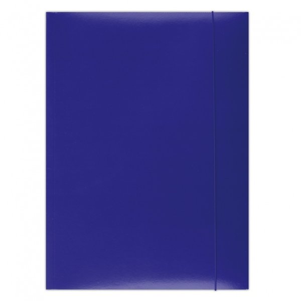 Teczka z gumką OFFICE PRODUCTS, karton/lakier, A4, 350gsm, 3-skrz., niebieska