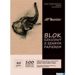 Blok szkicownik A4 100ark. 80g. papier szary 90853 LENIAR