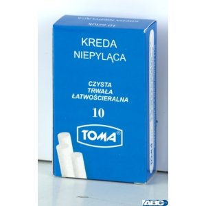 Kreda szkolna niepyląca biała -  opakowanie 10 pałeczek biały TO-81200 Toma