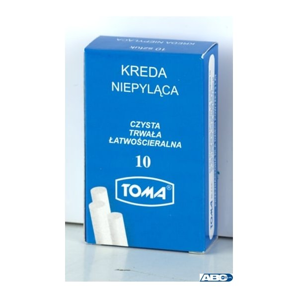 Kreda szkolna niepyląca biała -  opakowanie 10 pałeczek biały TO-81200 Toma