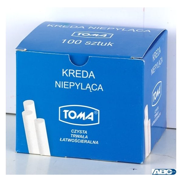 Kreda szkolna niepyląca biała - opakowanie 100 pałeczek biały TO-80200 Toma