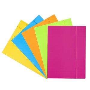 Teczka z gumką OFFICE PRODUCTS, Fluo soft touch, karton / lakier, A4, 320gsm, 3-skrz., mix kolorów