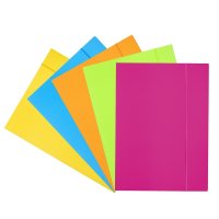 Teczka z gumką OFFICE PRODUCTS, Fluo soft touch, karton/lakier, A4, 320gsm, 3-skrz., mix kolorów