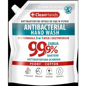 Mydło antybakteryjne CLEAN HANDS, BIO 99,9% Peony&Cotton, 1000 ml