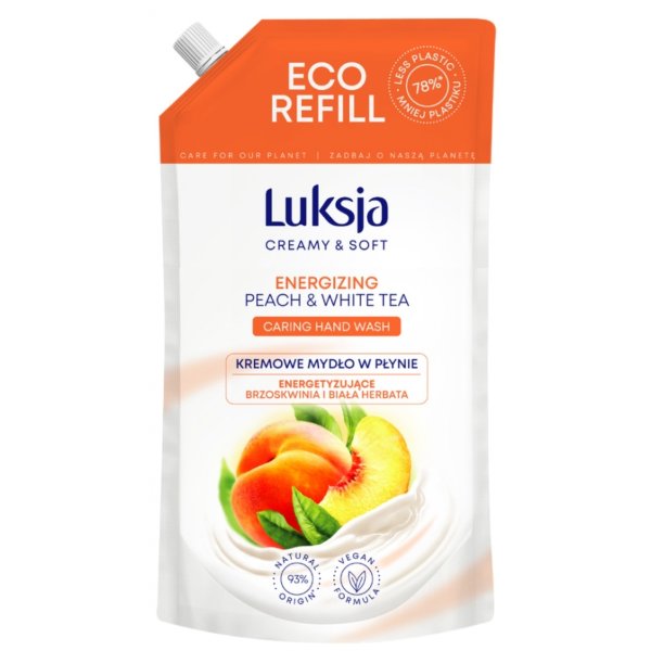 Kremowe mydło w płynie LUKSJA, brzoskwinia, zapas 900ml