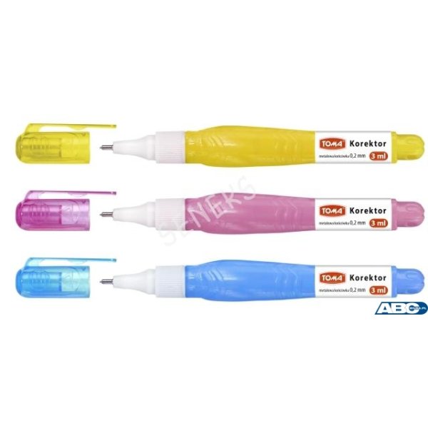 Korektor w płynie MINI, końcówka metalowa 0,2mm 3ml, biały TO-013 Toma