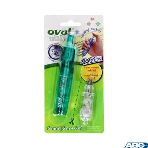 Korektor w taśmie  +  gratis wkład OVAL QJR-506 CLICK, biały, 5 mm x 6 m 160-2000