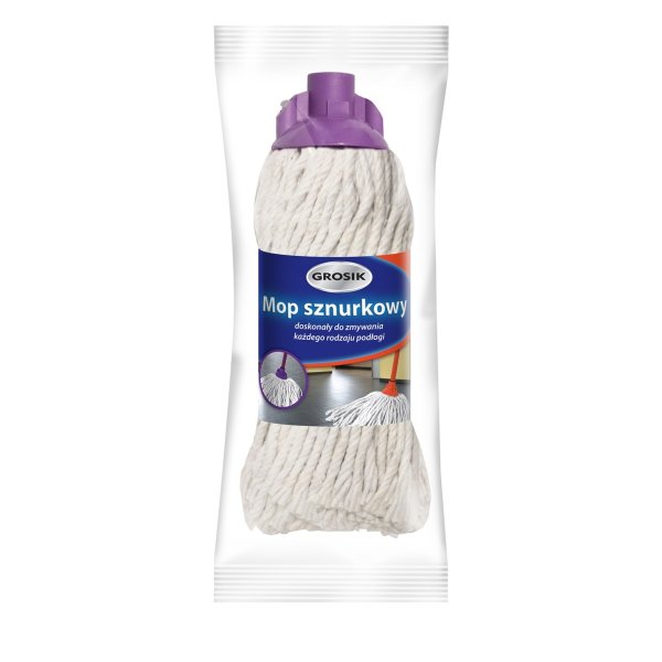 Mop GROSIK, sznurkowy, końcówka, 1 szt., biały