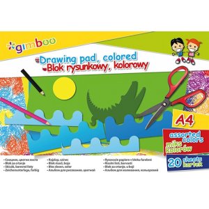 Blok rysunkowy GIMBOO, A4, 20 kart., 70gsm, mix kolorów